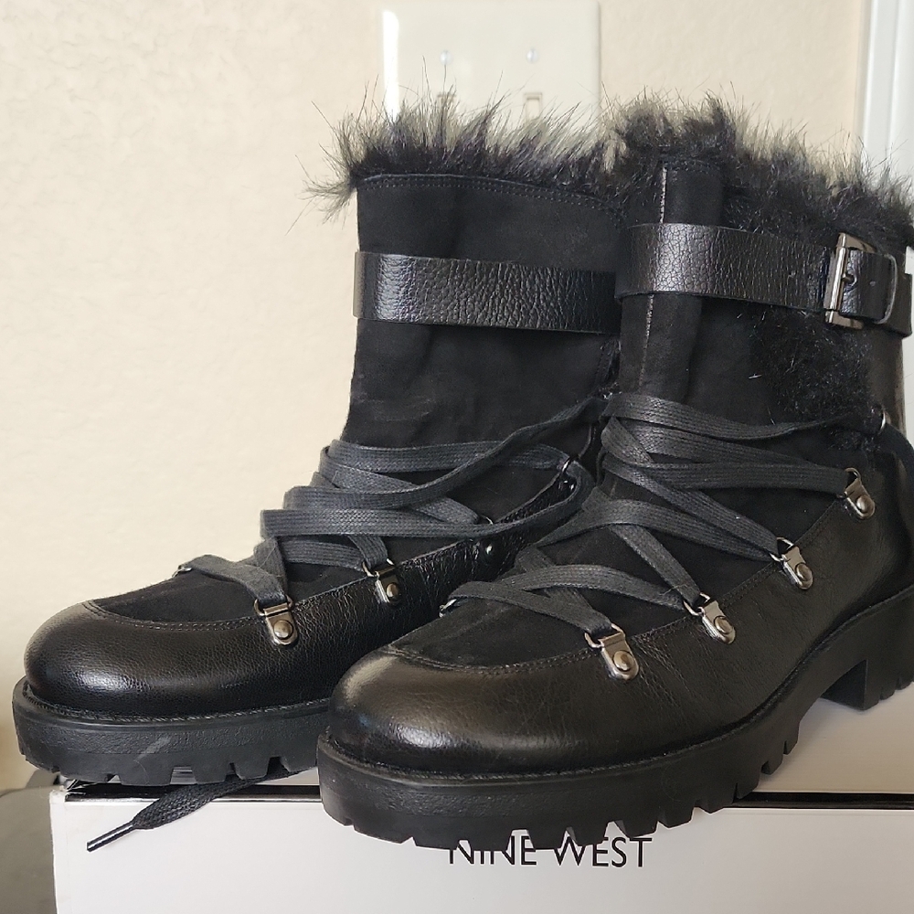 Nine West Black Fur-Trimmed Boots